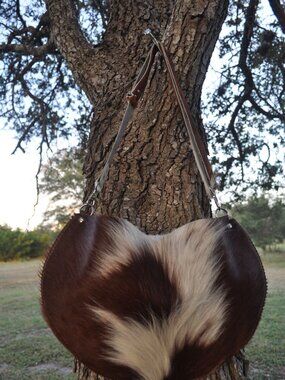 🤎 Handmade Large Cream & Brown Cowhide Purse | Genuine Leather | One-of-a-Kind